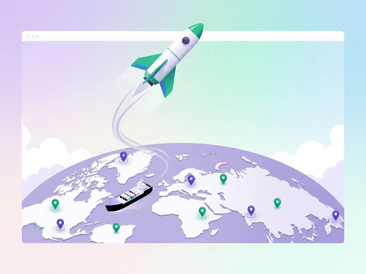 Kawan Giat 3D Isometric Globe & Soaring Rocket